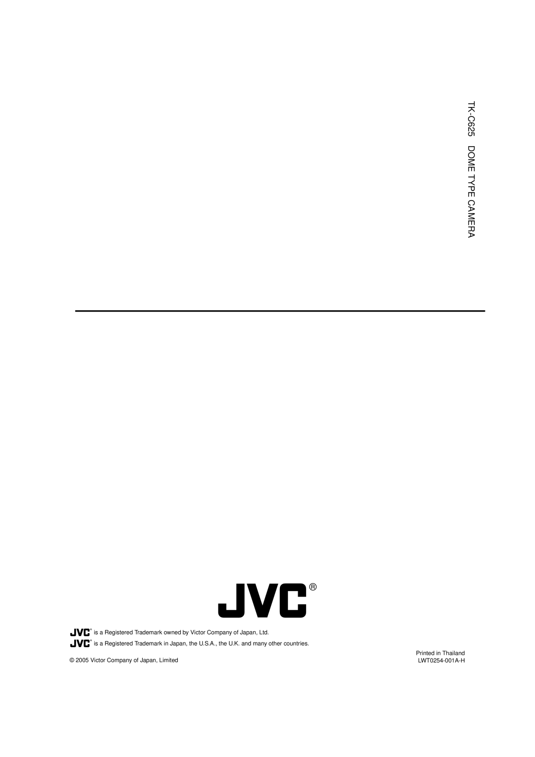 JVC manual TK-C625 Dome Type Camera 