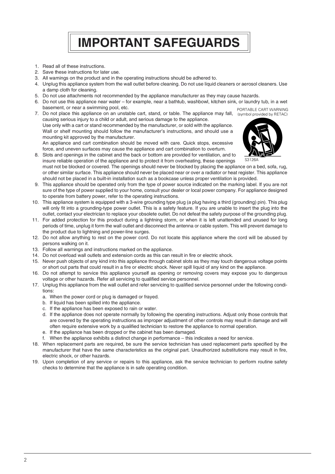 JVC TK-C655 manual Important Safeguards 