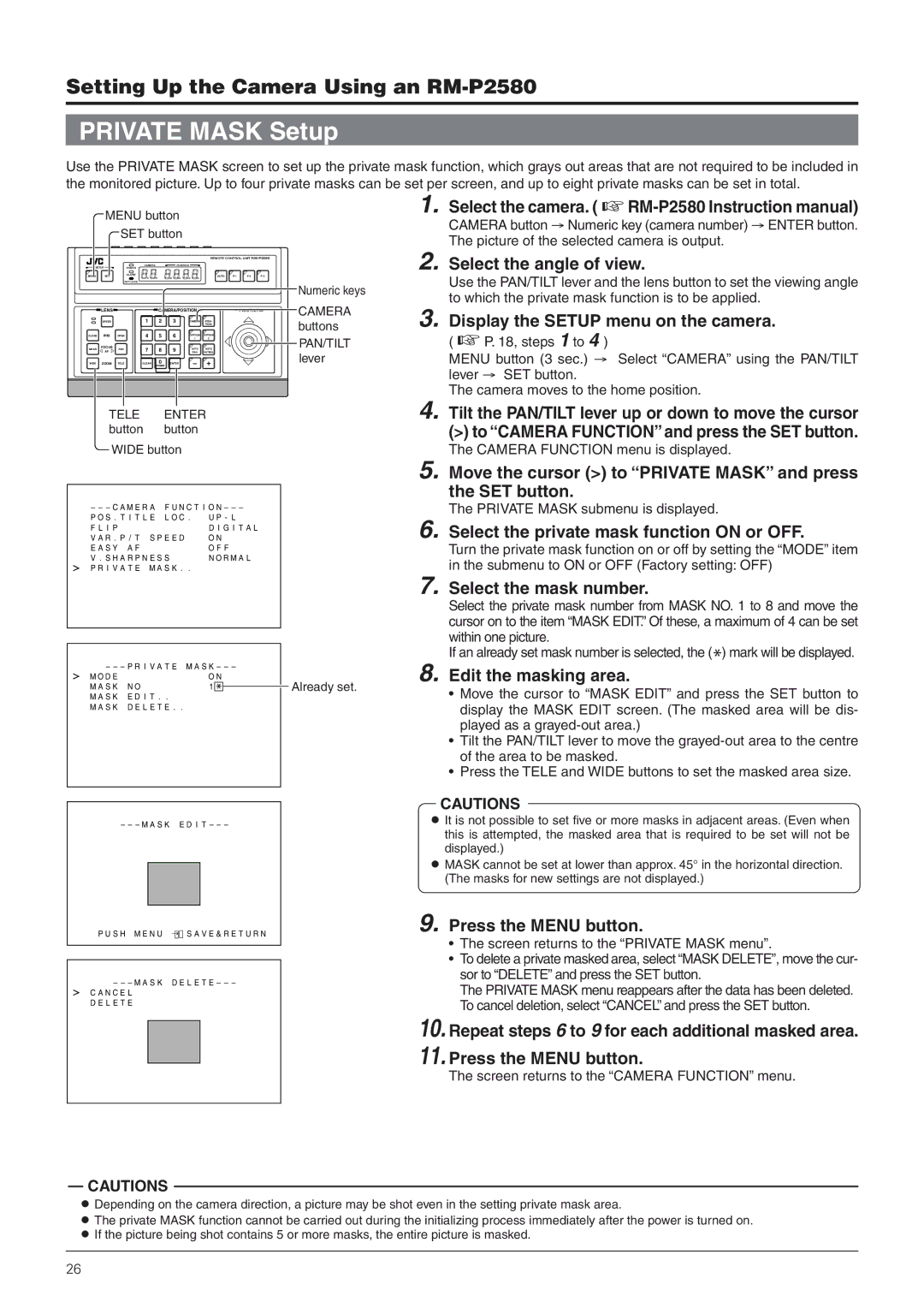 JVC TK-C655 manual Private Mask Setup 