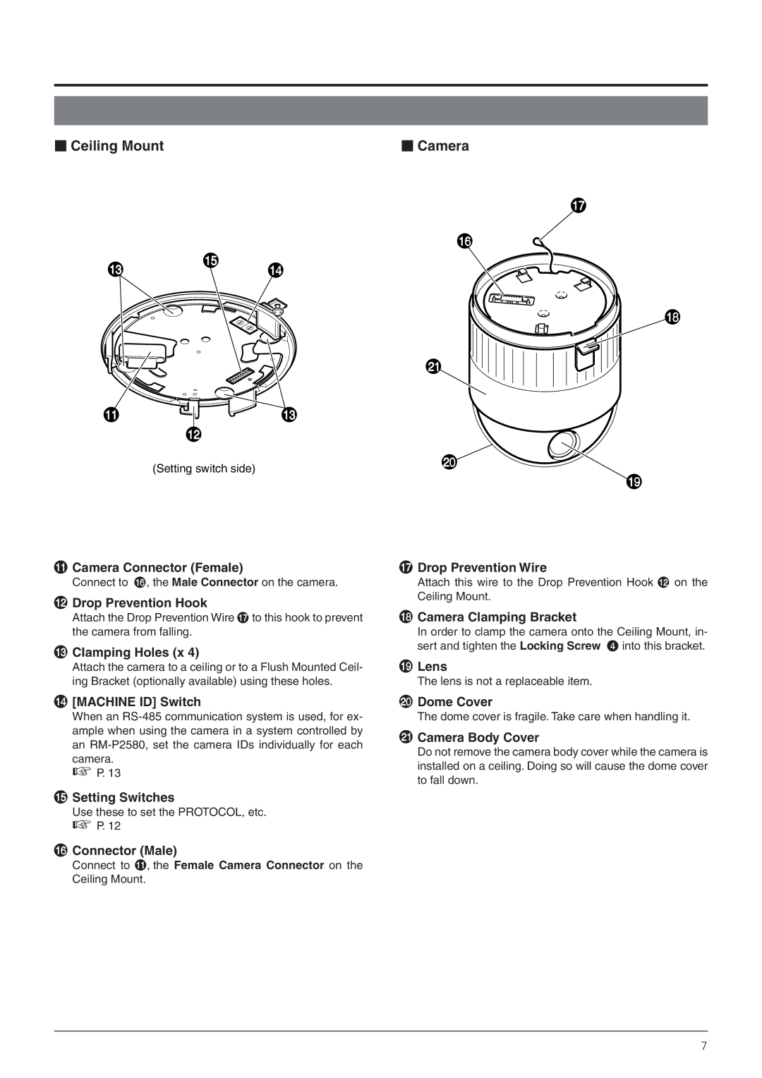 JVC TK-C655 manual  Ceiling Mount  Camera 