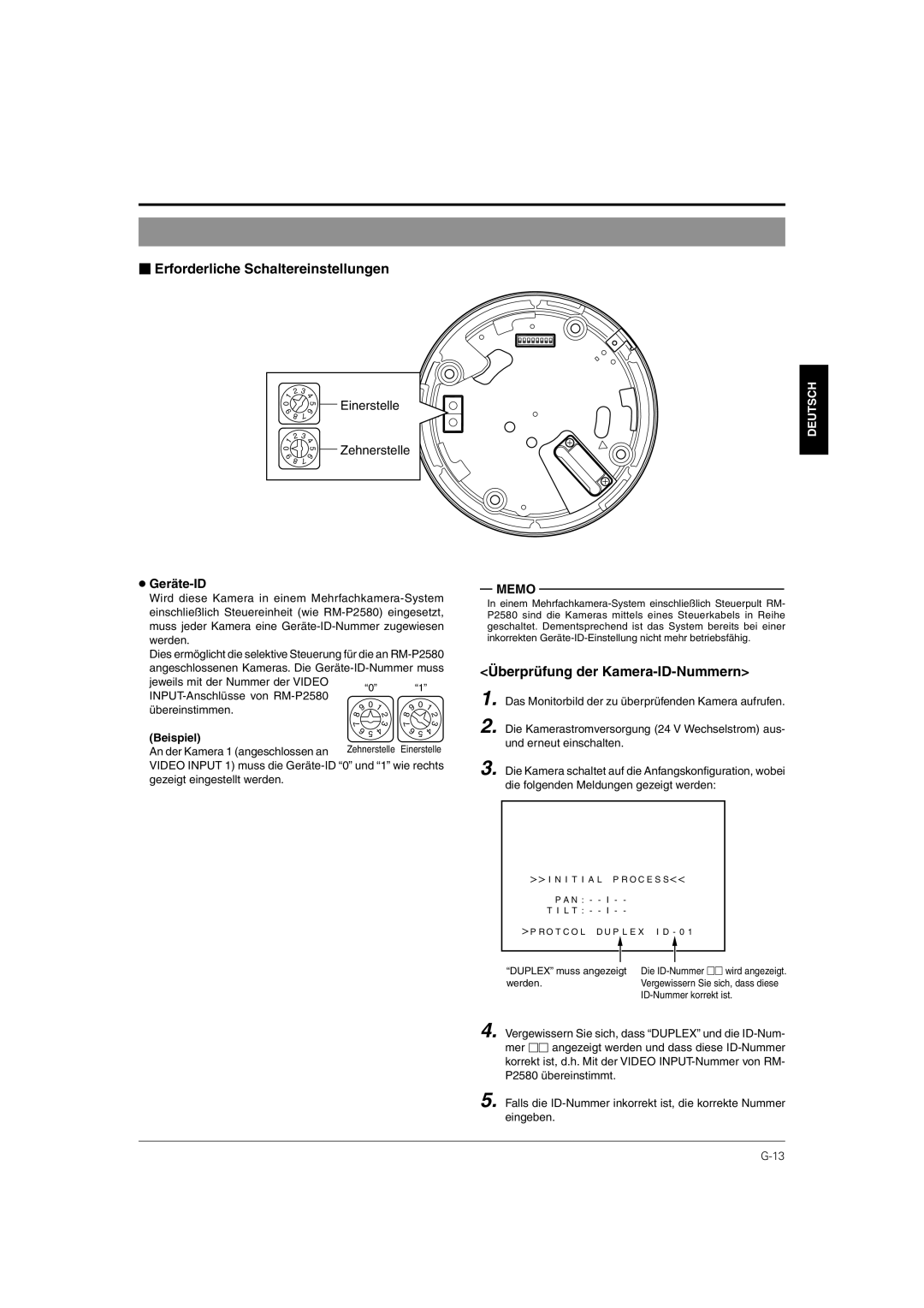 JVC TK-C676 manual Überprüfung der Kamera-ID-Nummern, Geräte-ID, Beispiel 