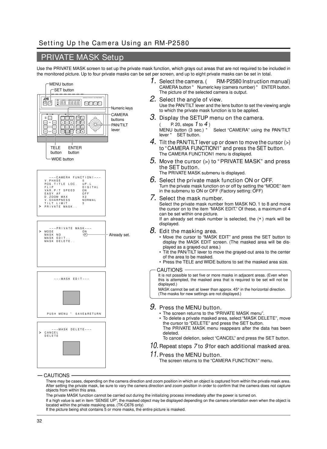 JVC TK-C676 manual Private Mask Setup 