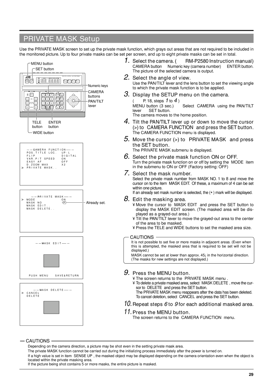 JVC TK-C676 manual Private Mask Setup 