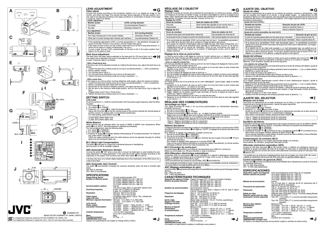 JVC TK-C700, TK-C720 operating instructions 