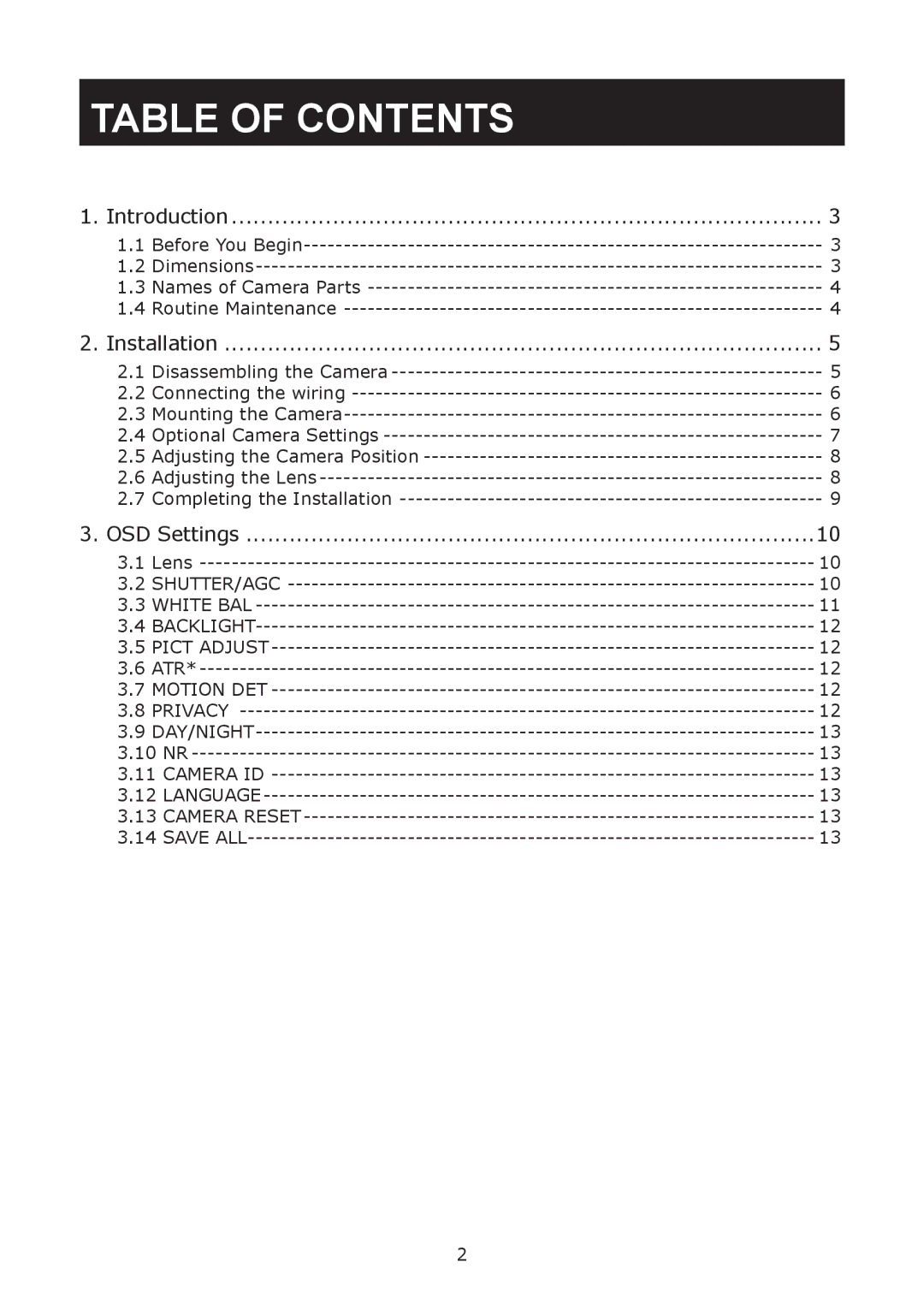 JVC TK-T2101RU, TK-T2101RE manual Table of Contents 