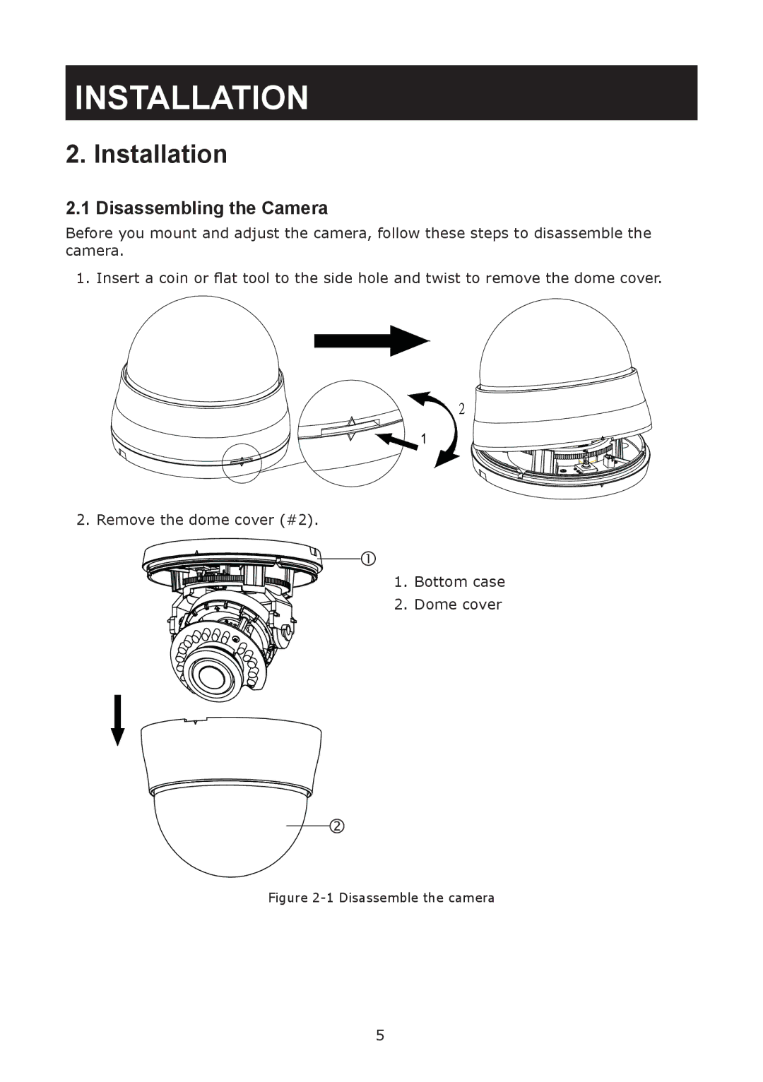 JVC TK-T2101RE, TK-T2101RU manual Installation, Disassembling the Camera 