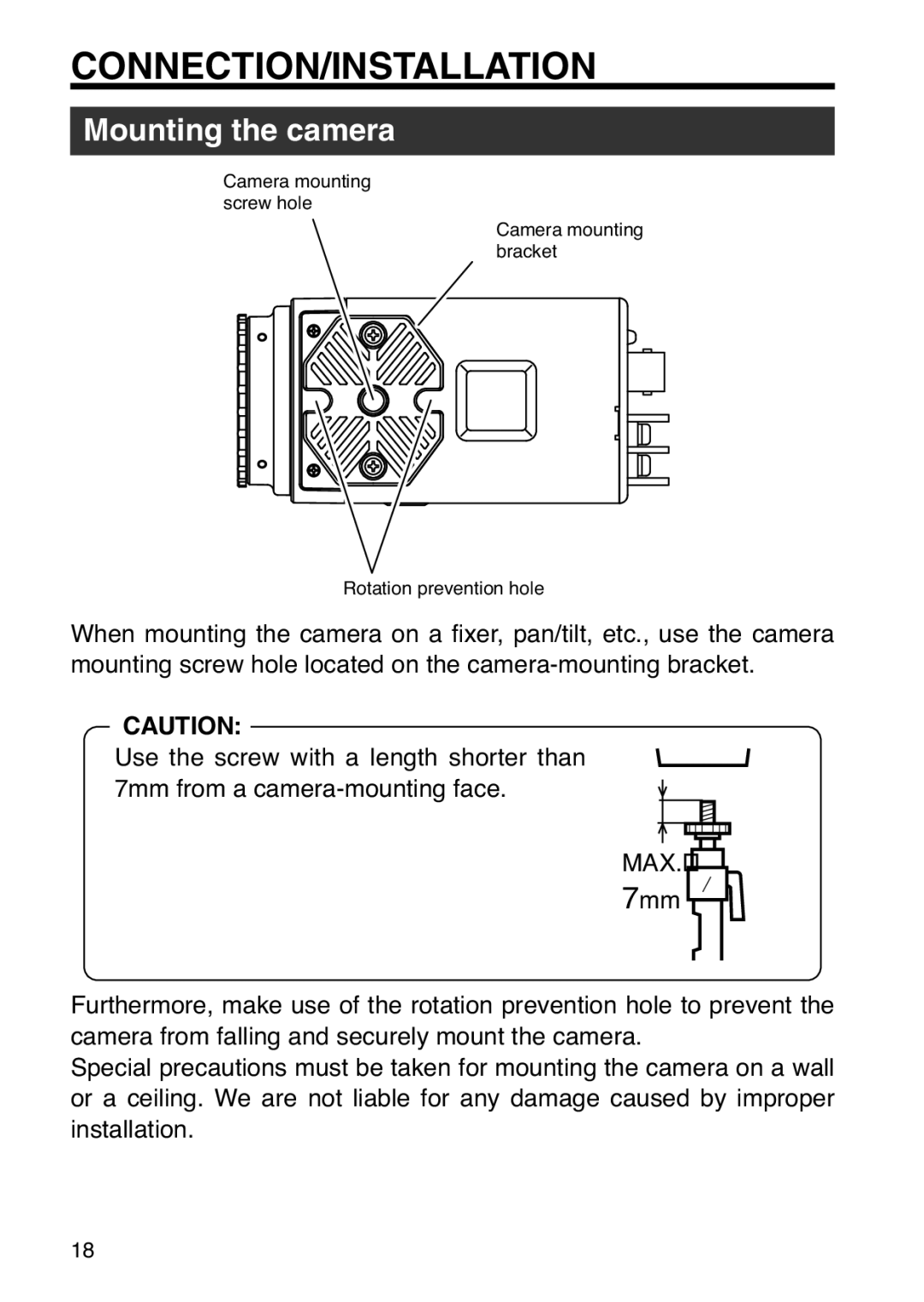 JVC TK-WD31 manual Mounting the camera 