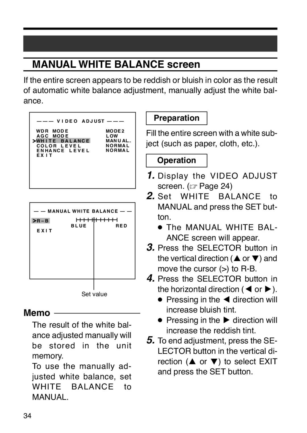 JVC TK-WD31 manual Manual, Preparation 