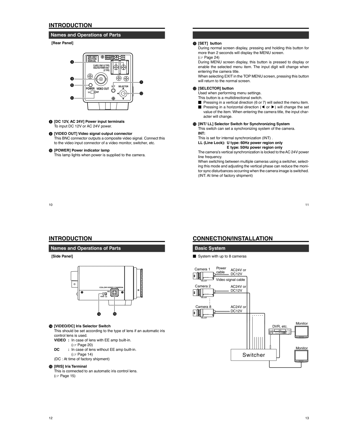 JVC TK-WD310 operating instructions Connection/Installation, Basic System 