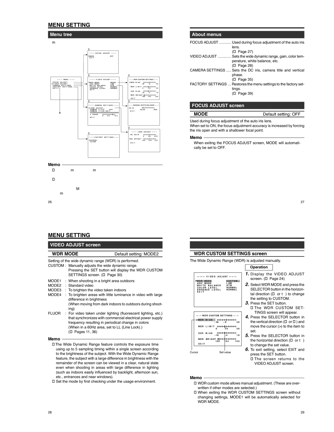 JVC TK-WD310 operating instructions WDR Mode 