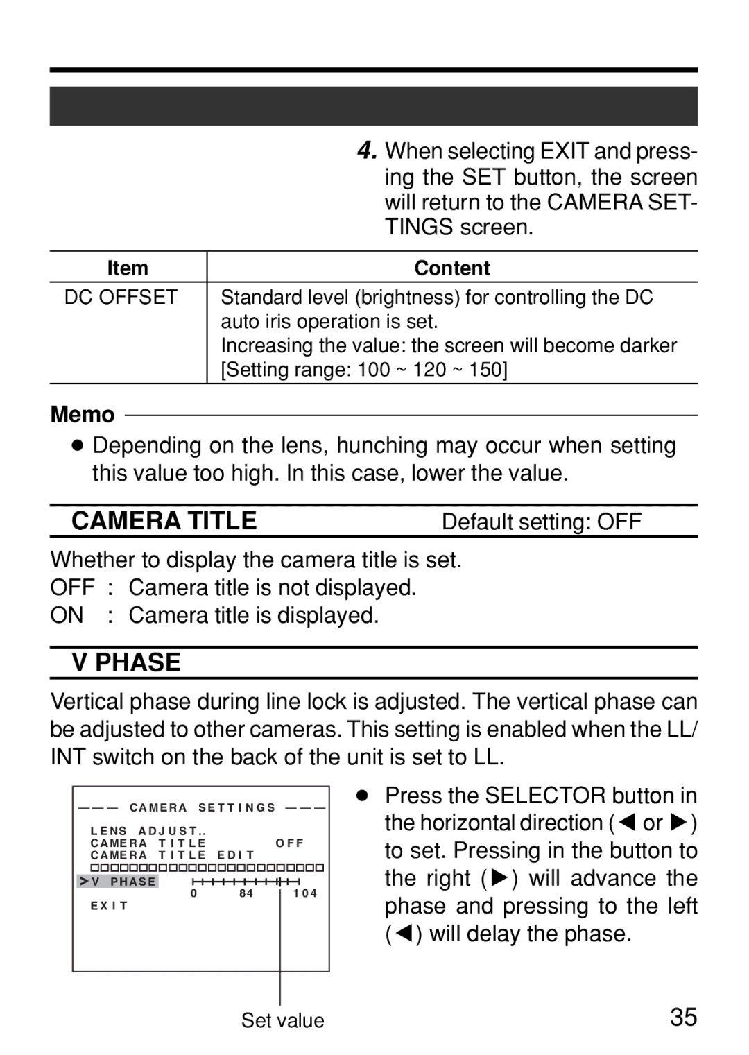 JVC TK-WD310U instruction manual Camera Title, Phase 