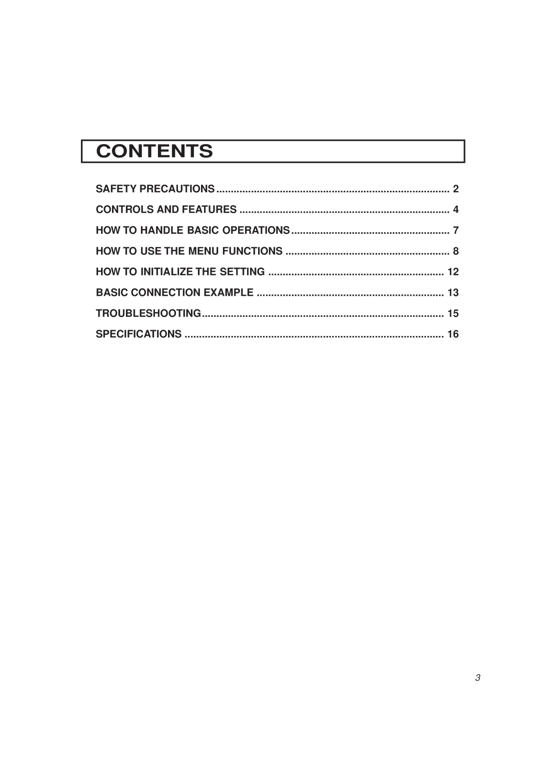 JVC TM-1650SU manual Contents 