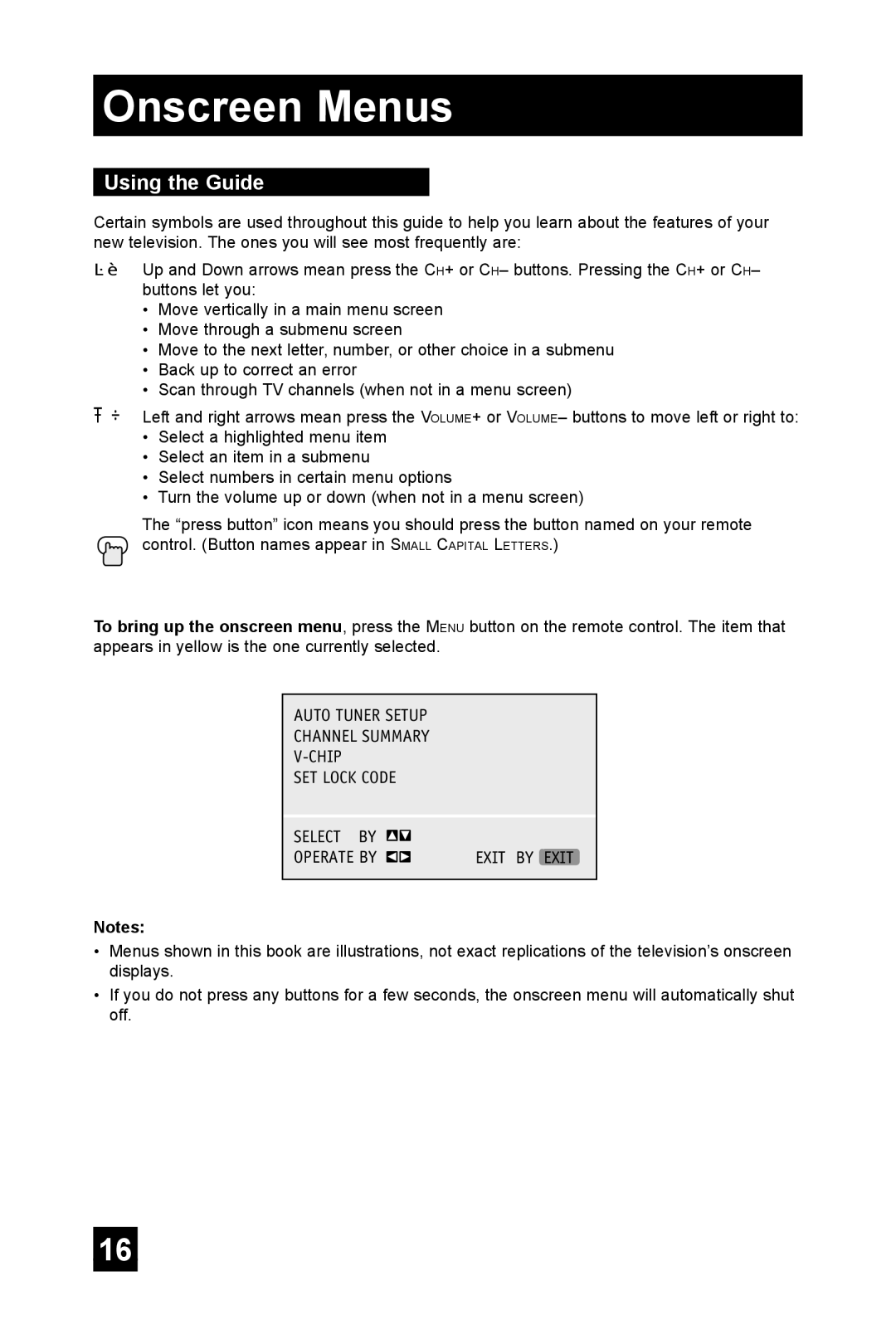 JVC TM-2003U manual Onscreen Menus, Using the Guide 