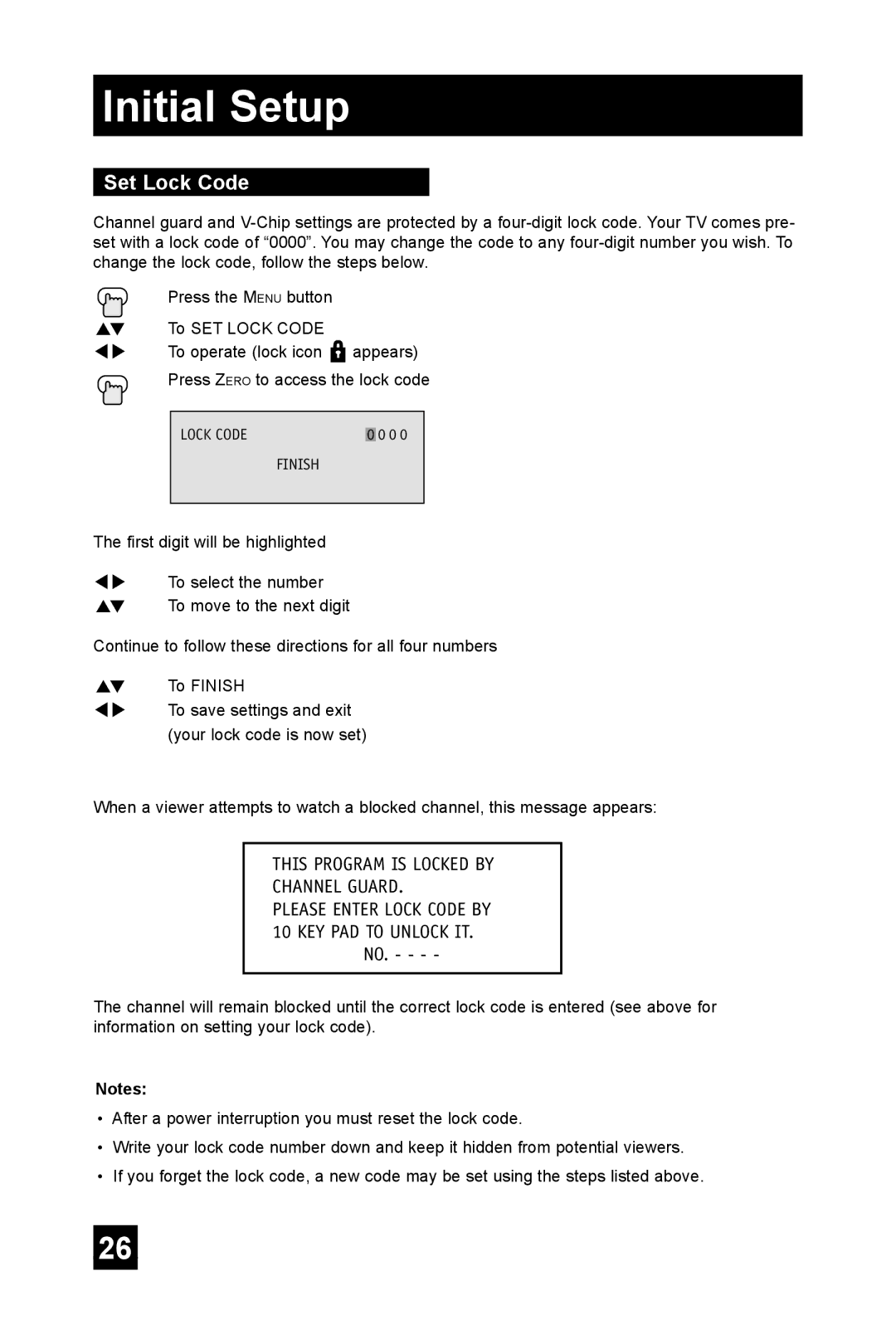 JVC TM-2003U manual Set Lock Code, This Program is Locked by Channel Guard 