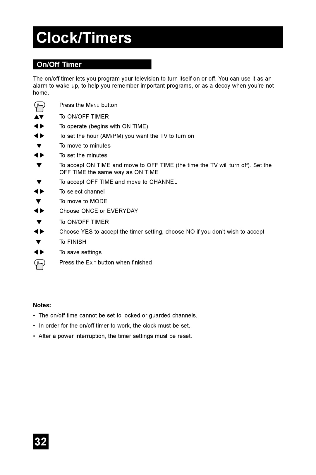 JVC TM-2003U manual On/Off Timer 