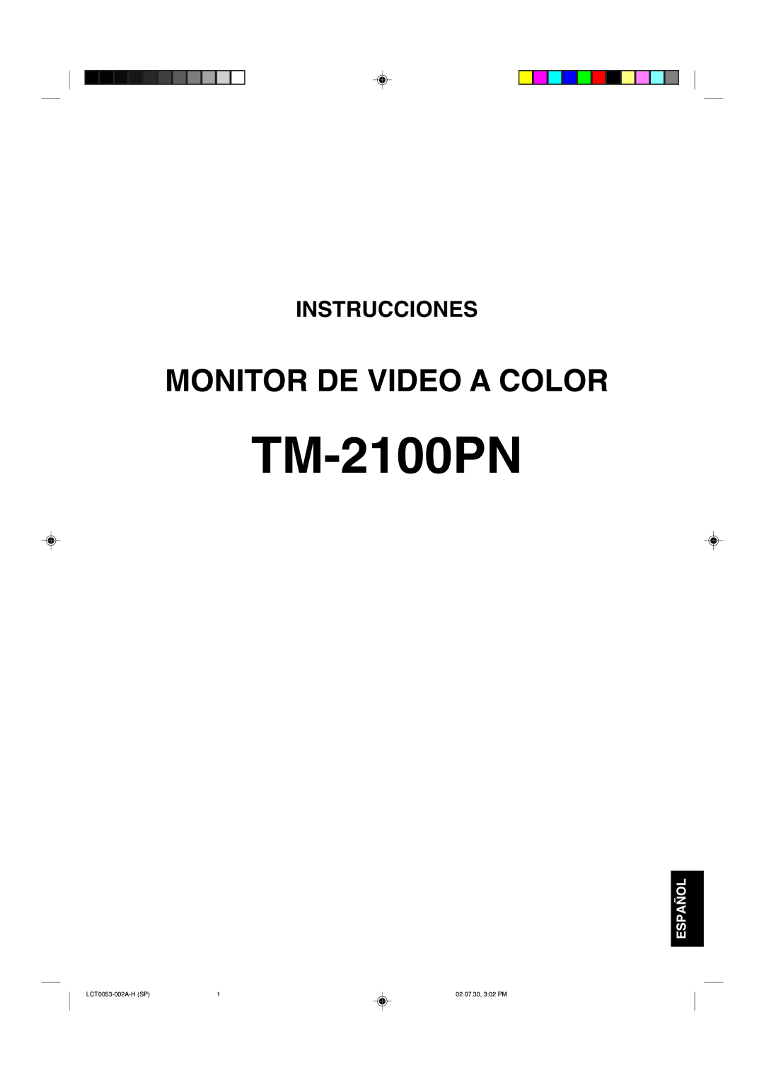 JVC TM-2100PN manual Monitor DE Video a Color 