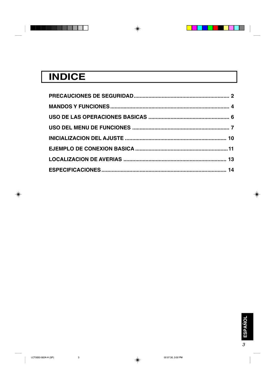 JVC TM-2100PN manual Indice 