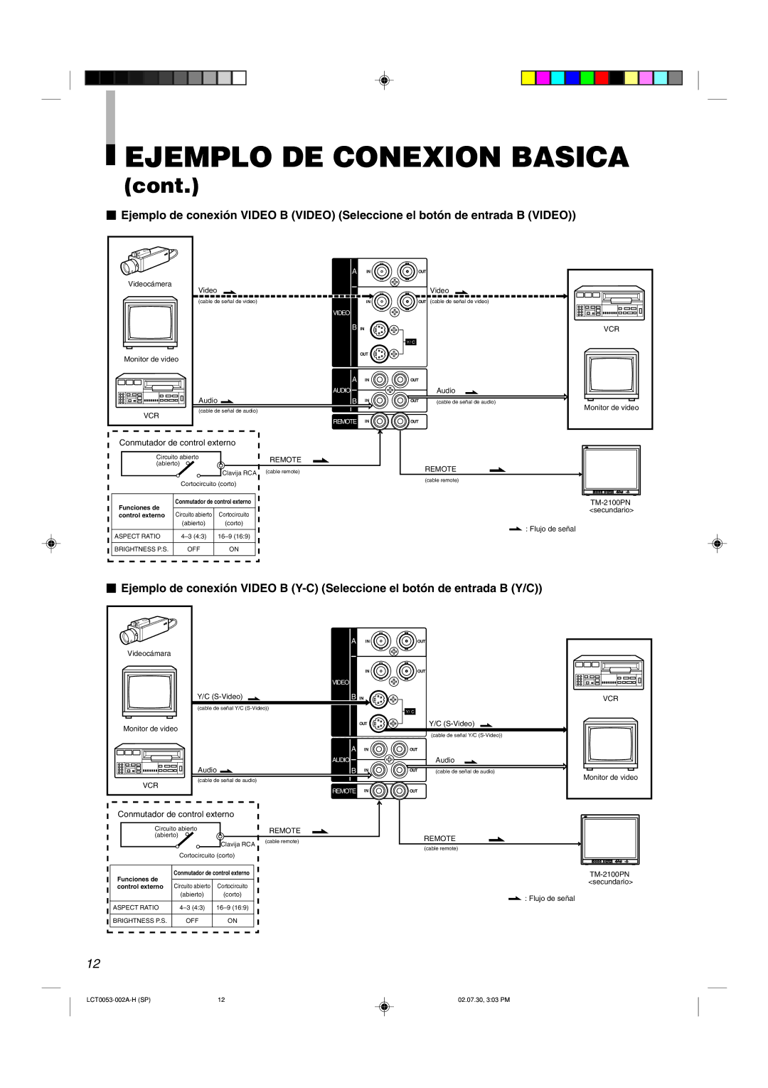 JVC TM-2100PN manual Videocámara 