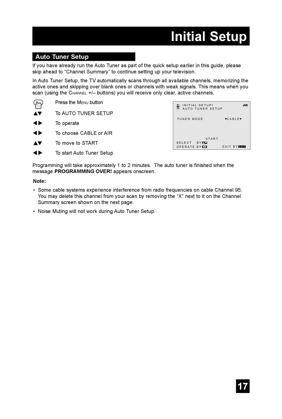 JVC TM-2703U manual Initial Setup 