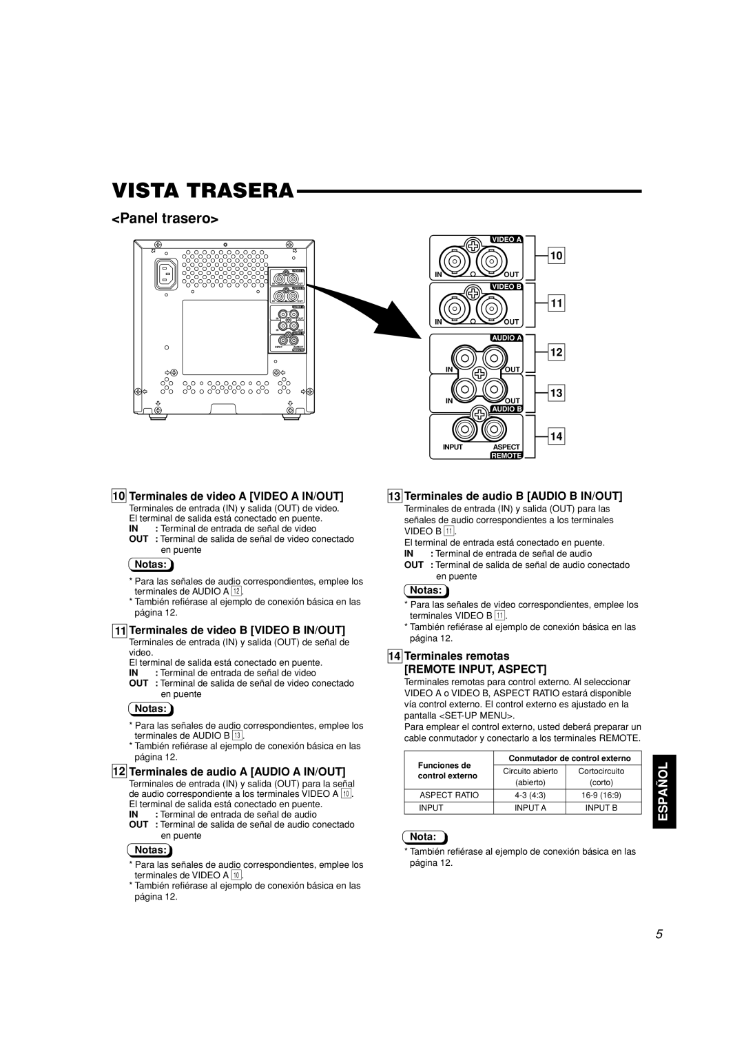 JVC TM-A101G manual Vista Trasera 