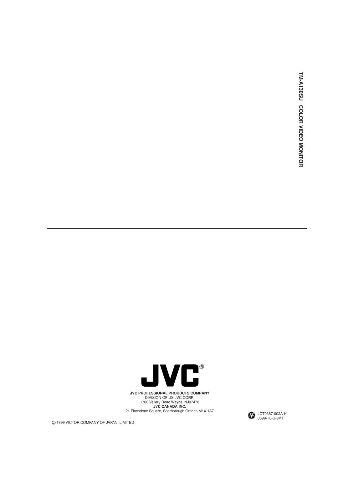 JVC manual TM-A130SU Color Video Monitor 