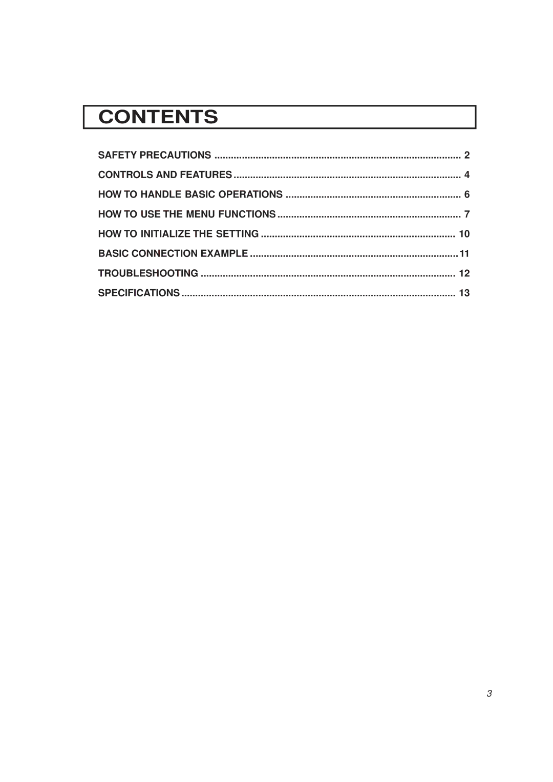 JVC TM-A130SU manual Contents 