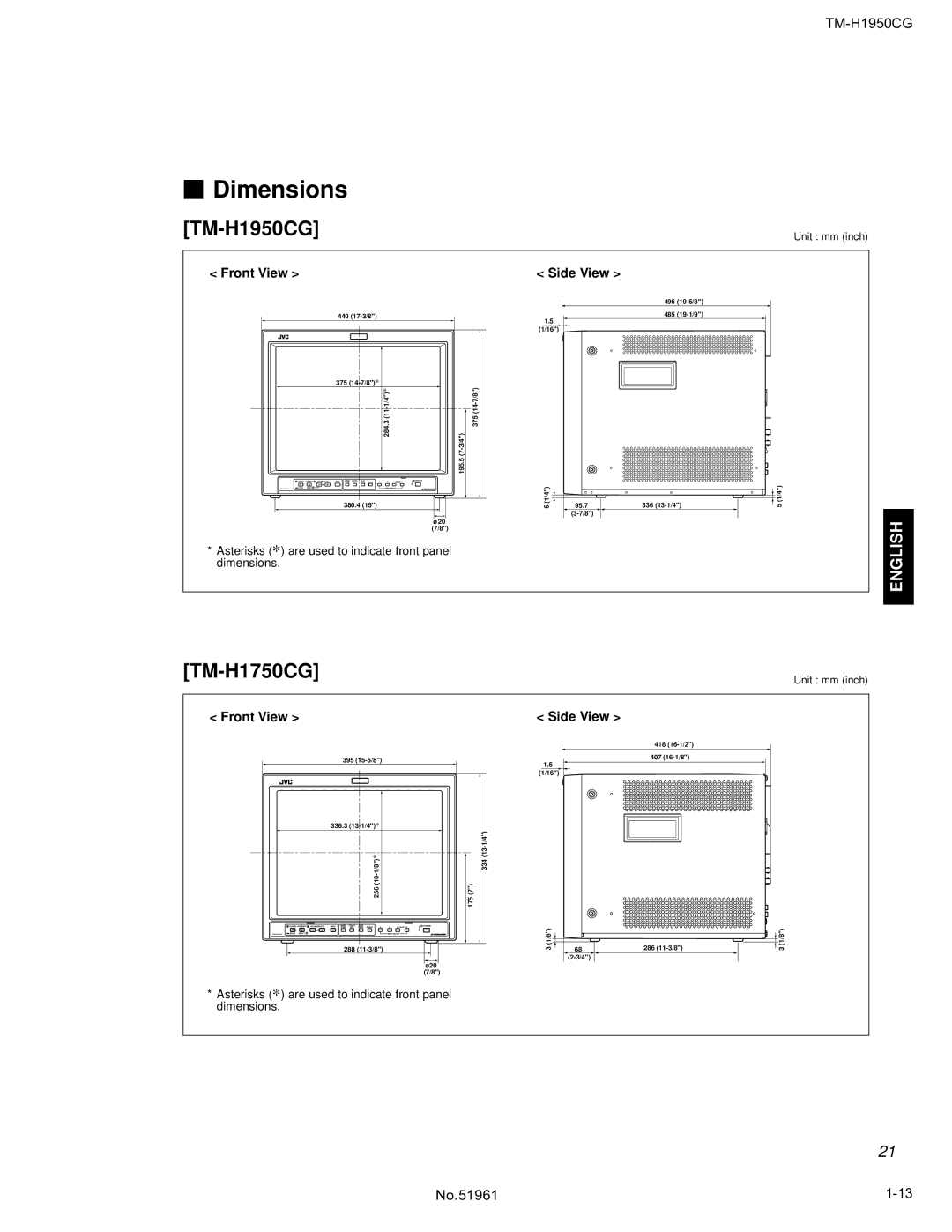 JVC TM-H1950CG operating instructions Asterisks 