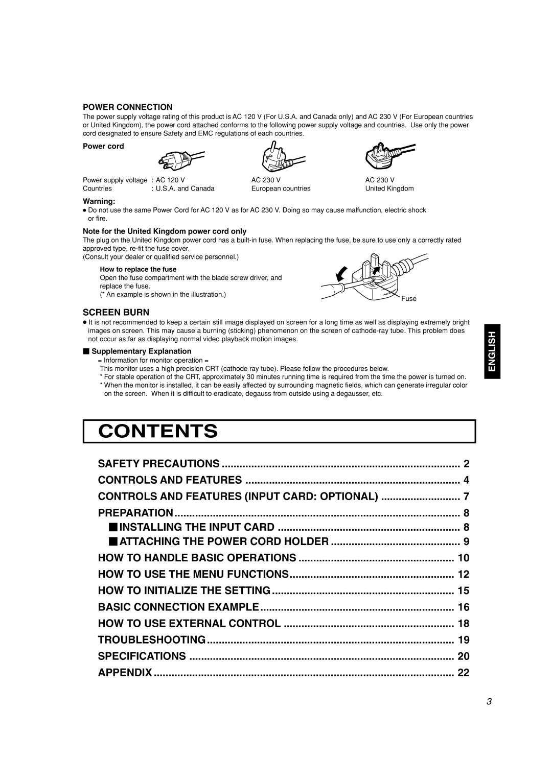 JVC TM-H1950CG manual Contents 
