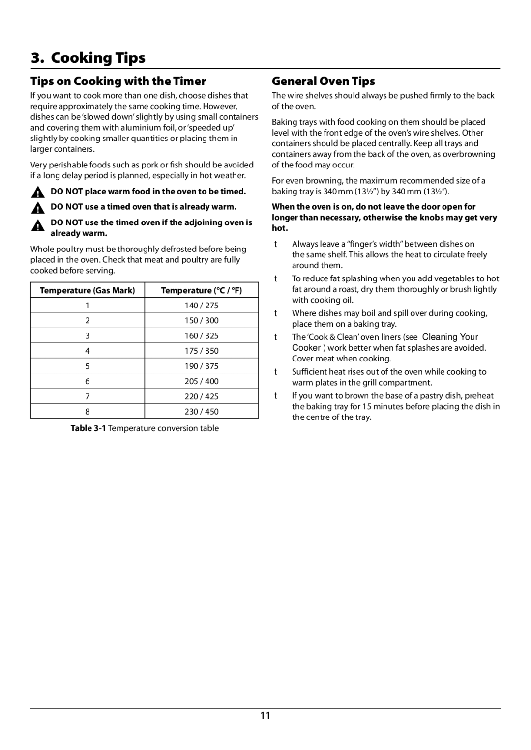 JVC toledo installation instructions Tips on Cooking with the Timer, General Oven Tips 