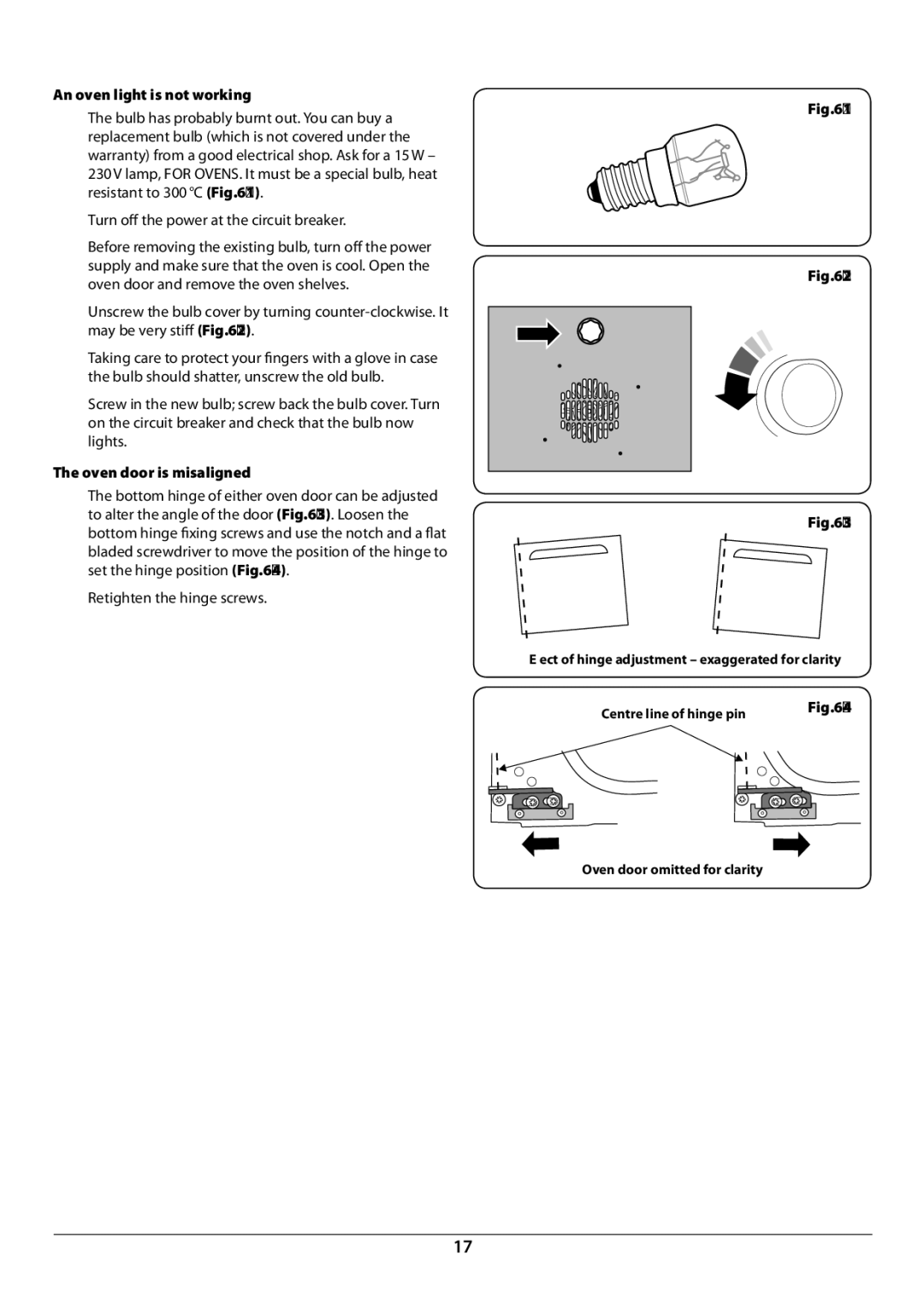 JVC toledo installation instructions An oven light is not working, Oven door is misaligned 