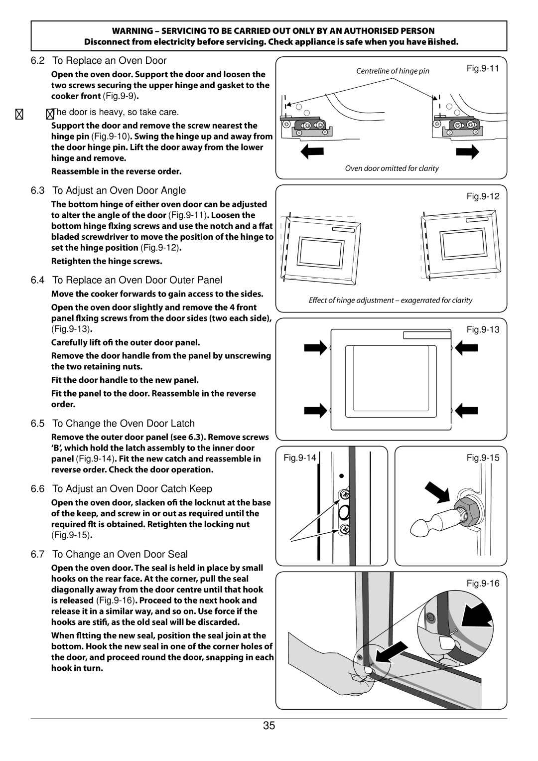 JVC toledo To Adjust an Oven Door Angle, To Replace an Oven Door Outer Panel, To Change the Oven Door Latch 