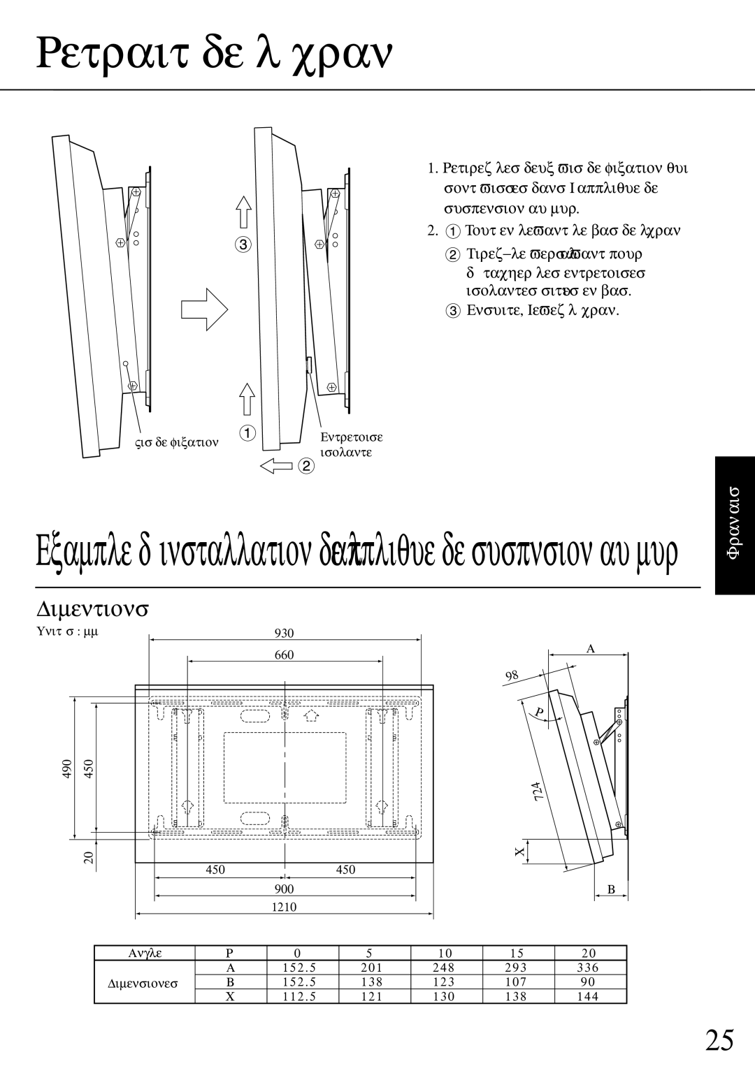 JVC TS-C50P2G, TS-C50P6G manual Retrait de l’écran, Dimentions 