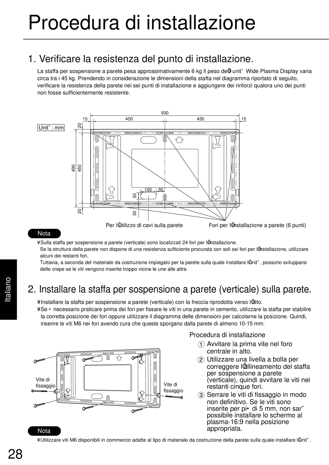 JVC TS-C50P6G, TS-C50P2G manual Vite di Fissaggio 