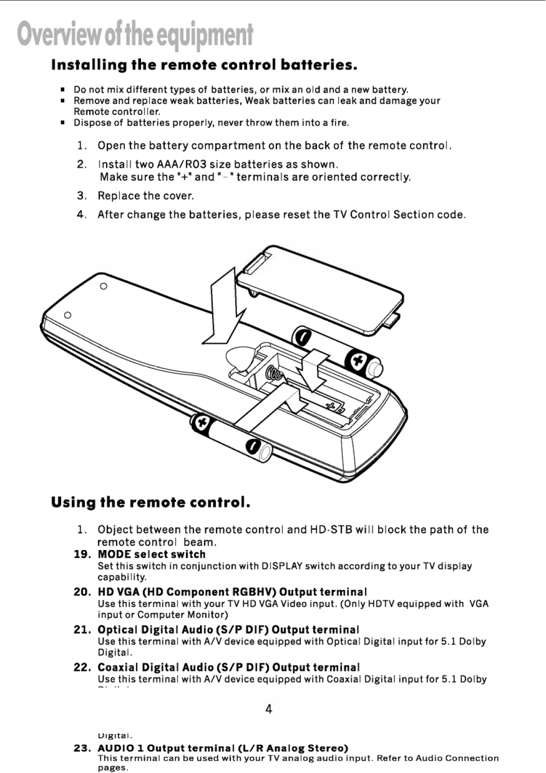 JVC TU-HD500A manual 