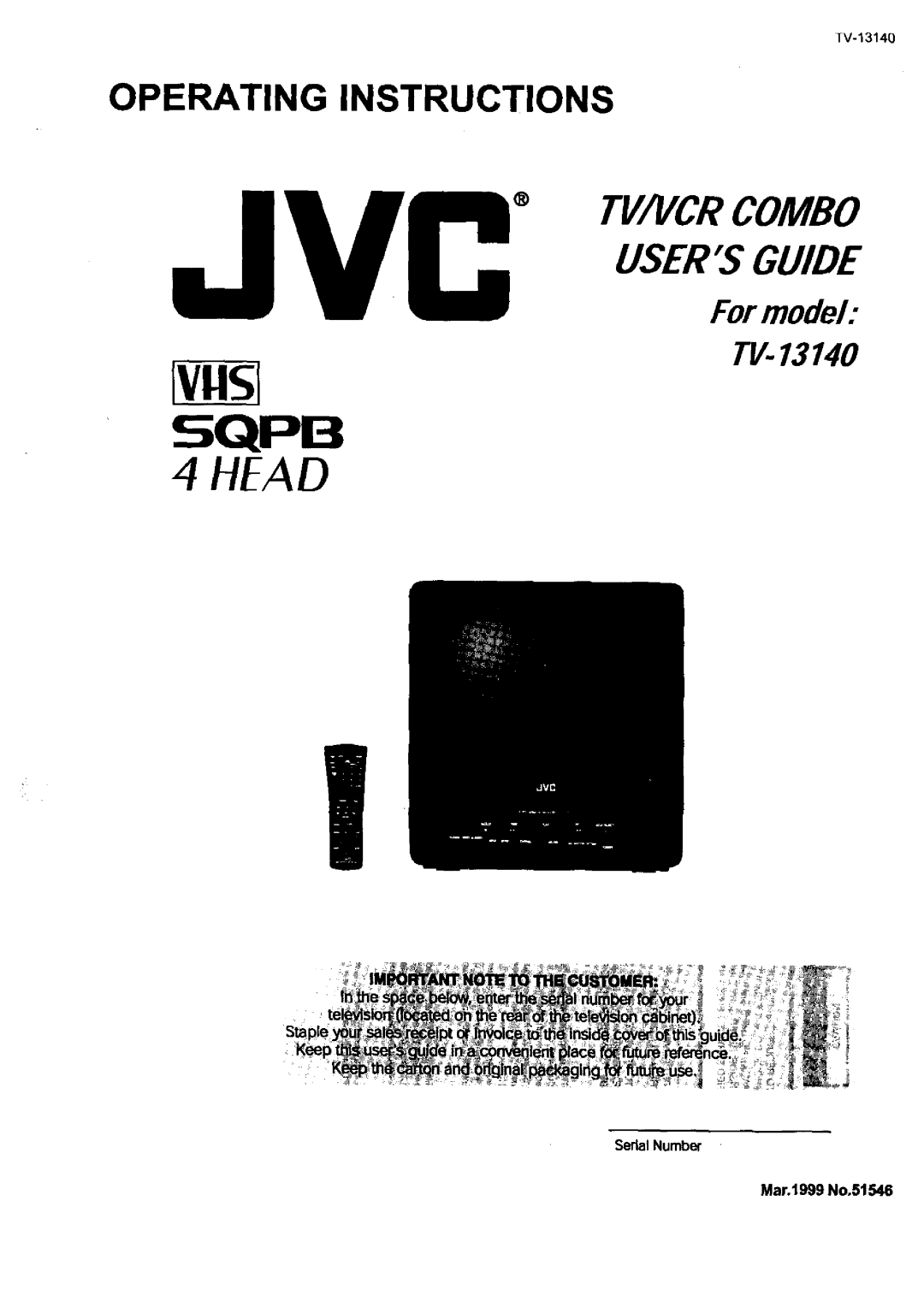 JVC TV 13140 operating instructions Ivusl 