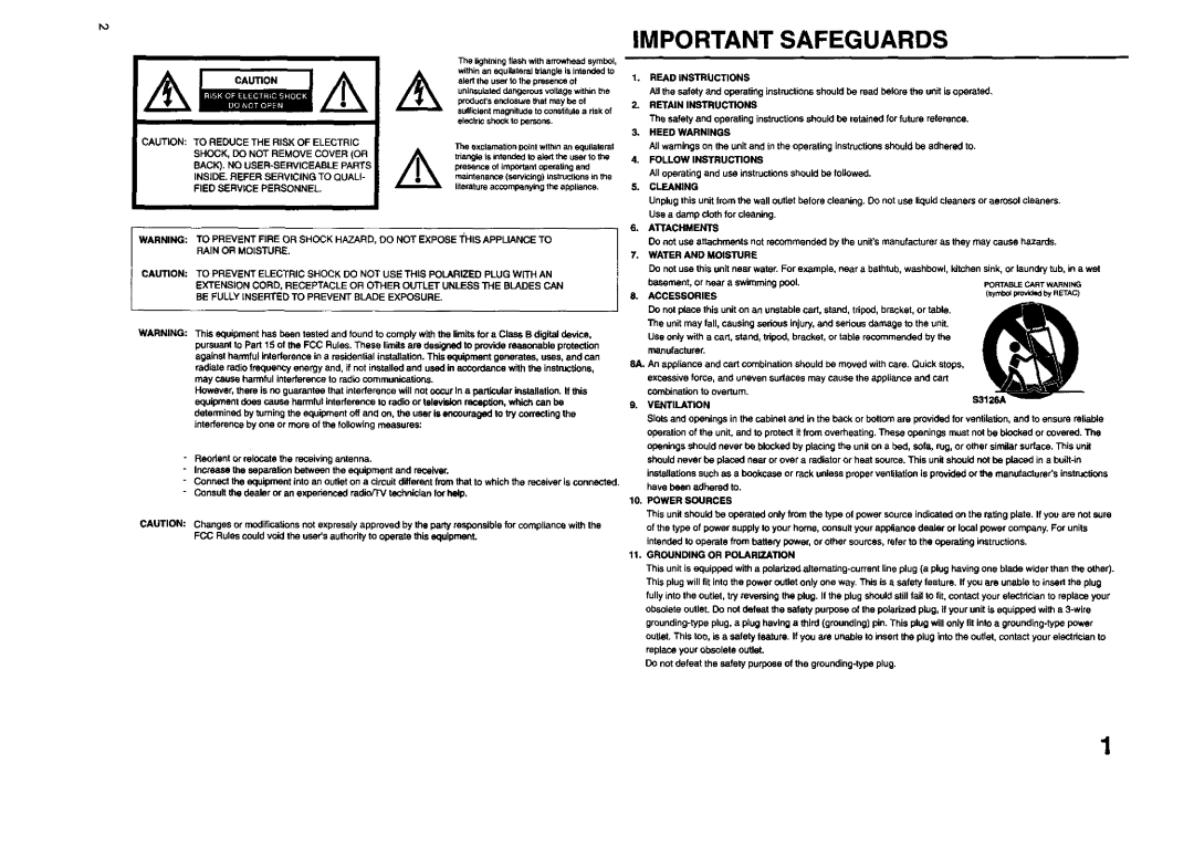 JVC TV 13140 INSIDE. Refer Servicing to Quali, Fied Service Personnel, Read Instructions, Retain Instructions, Attachments 