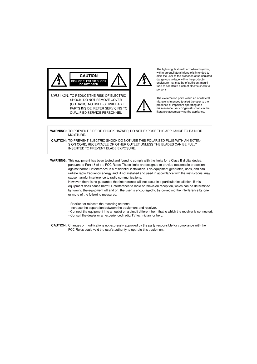 JVC TV-13143W manual Risk of Electric Shock Do not Open 