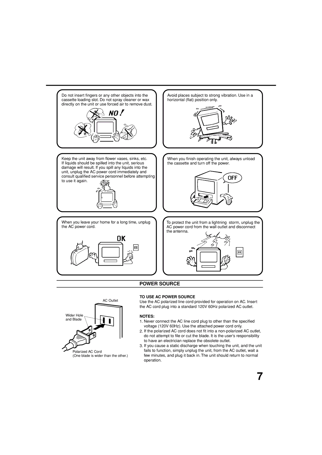 JVC TV-13143W manual To USE AC Power Source 