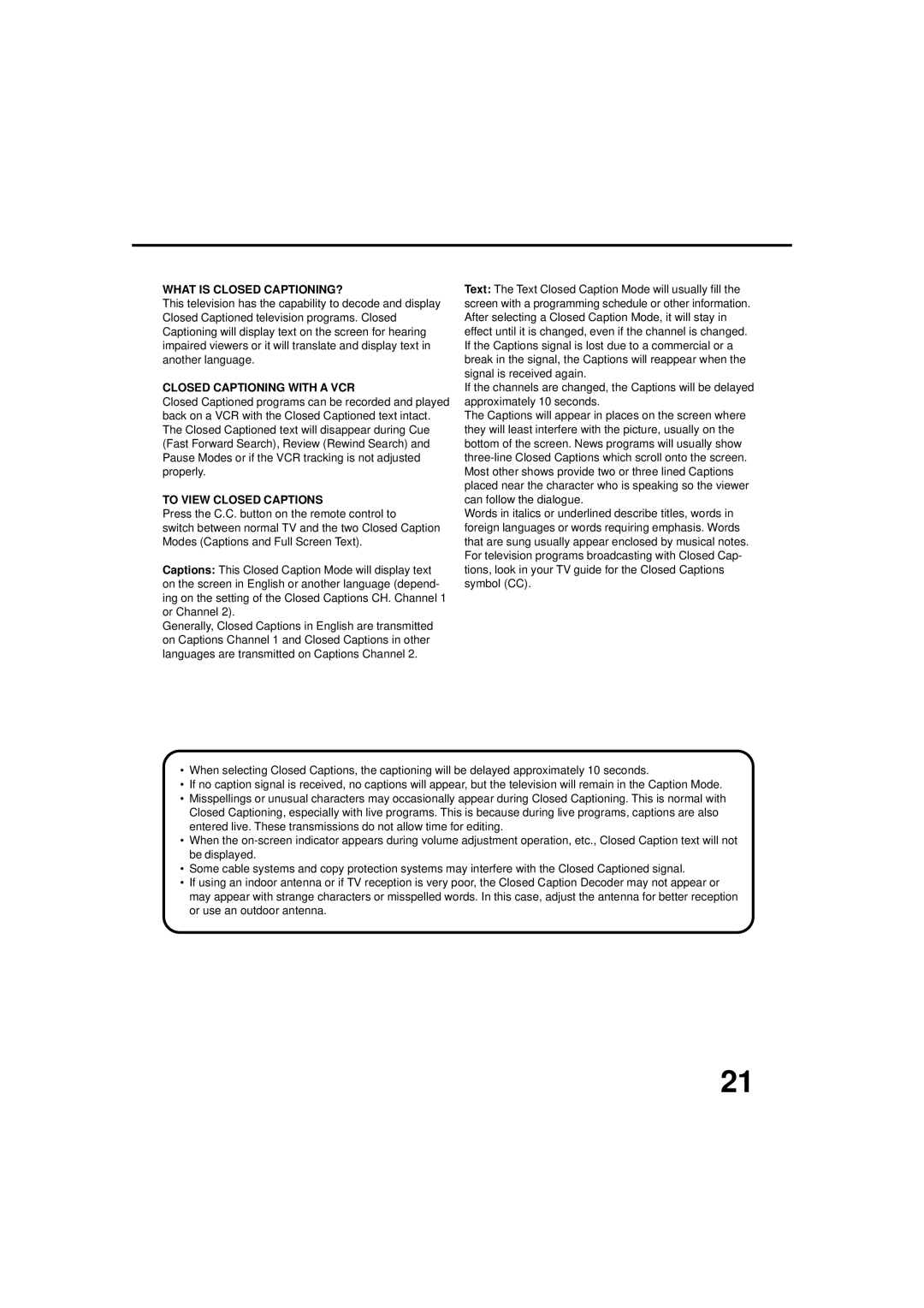 JVC TV-20F243 manual What is Closed CAPTIONING?, Closed Captioning with a VCR, To View Closed Captions 