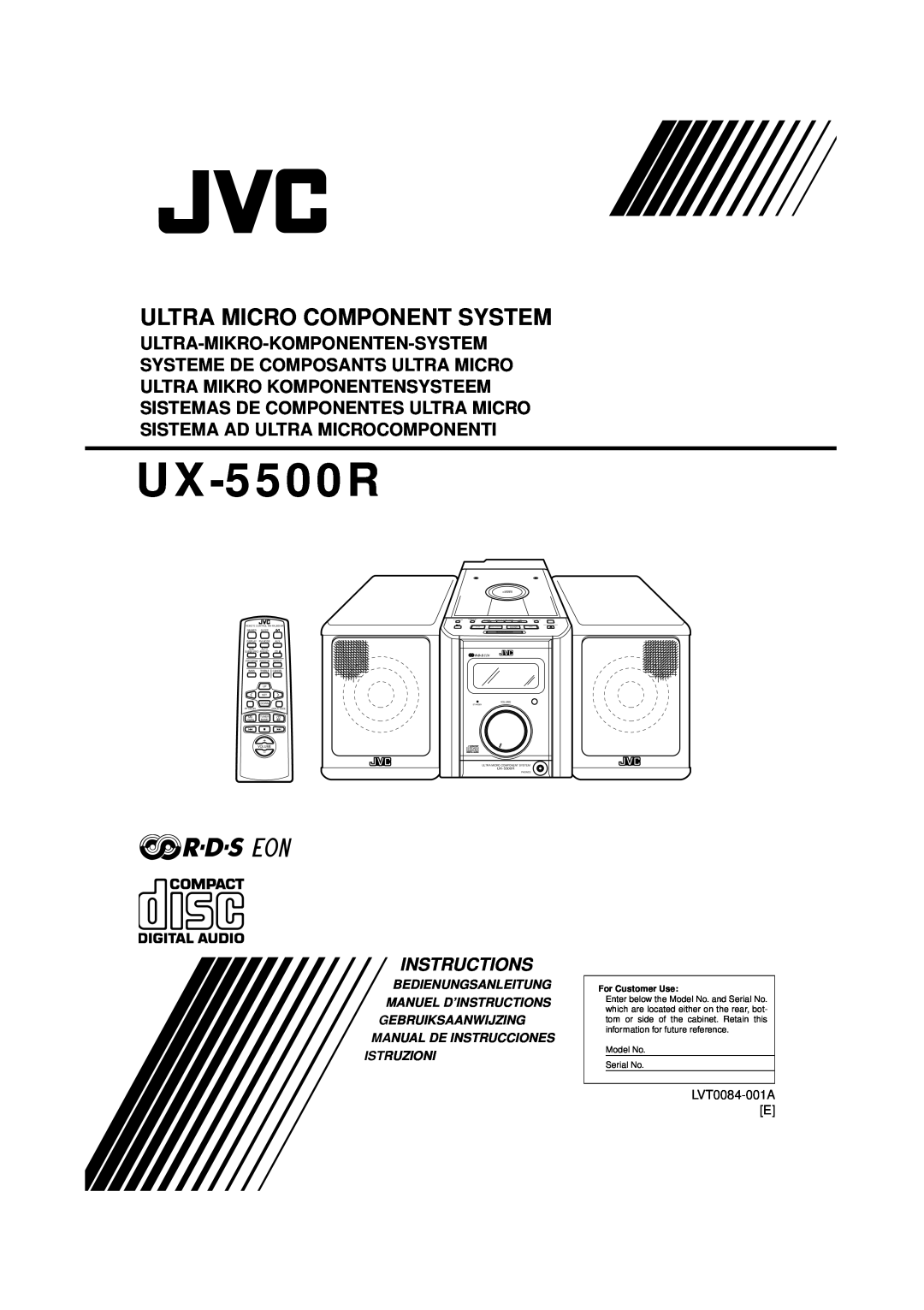 JVC UX-5500R manual Bedienungsanleitung Manuel D’Instructions, Gebruiksaanwijzing Manual De Instrucciones, Istruzioni 
