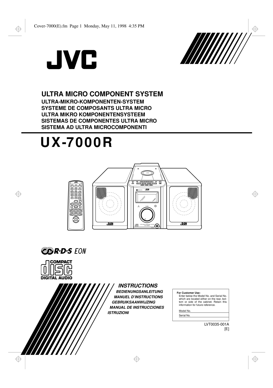 JVC UX-7000R manual 