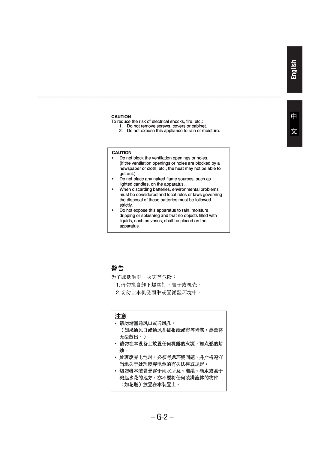 JVC UX-A52 manual G-2, English 