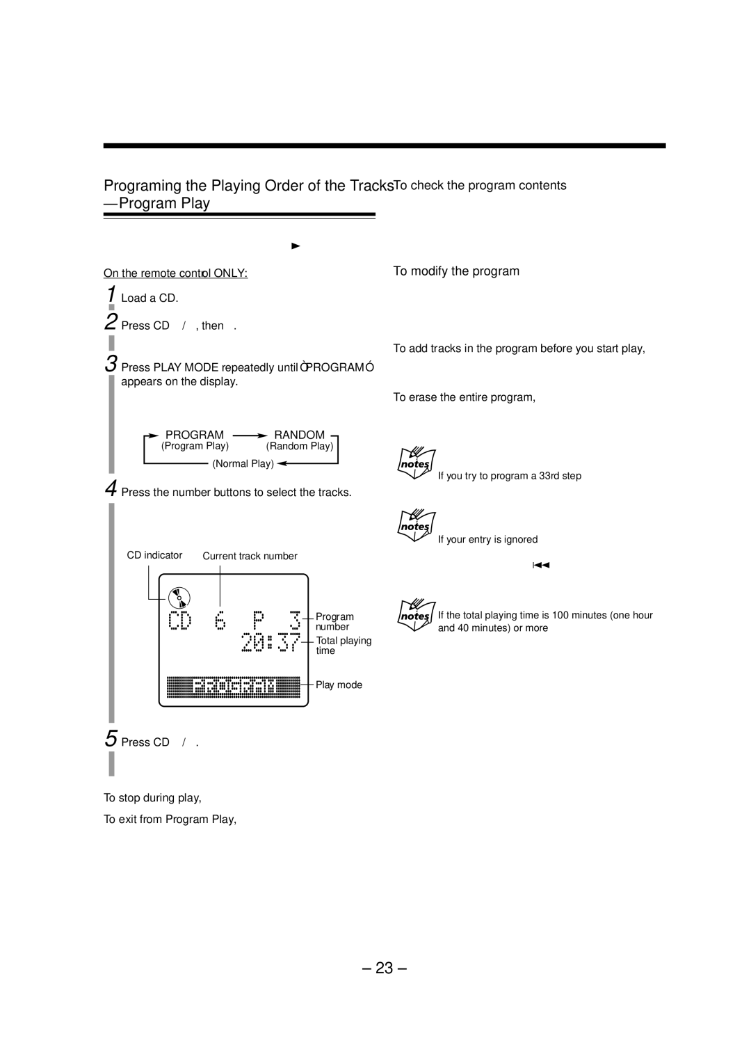 JVC UX-A52R manual Program Play, To check the program contents, To modify the program 