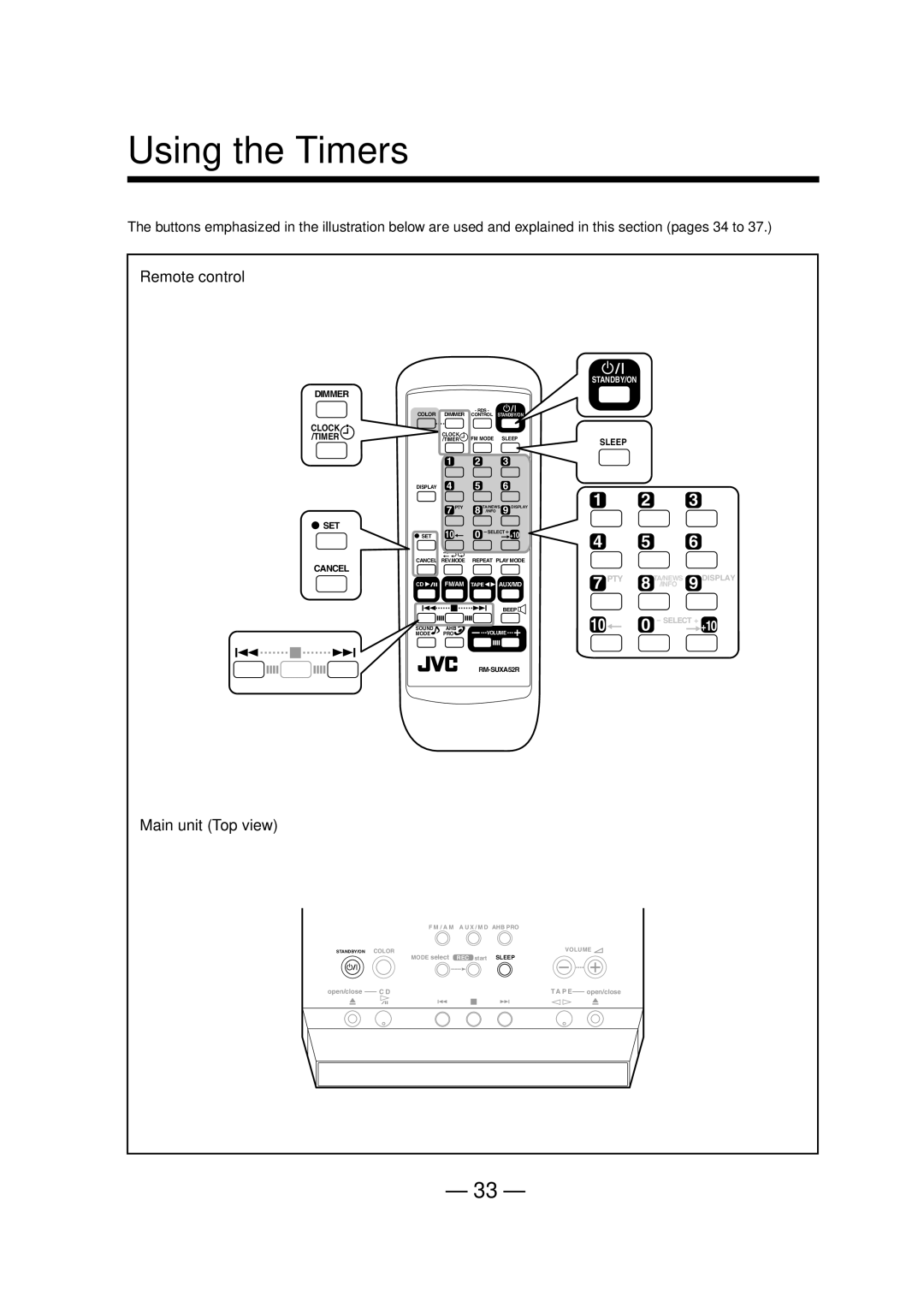 JVC UX-A52R manual Using the Timers, Set 