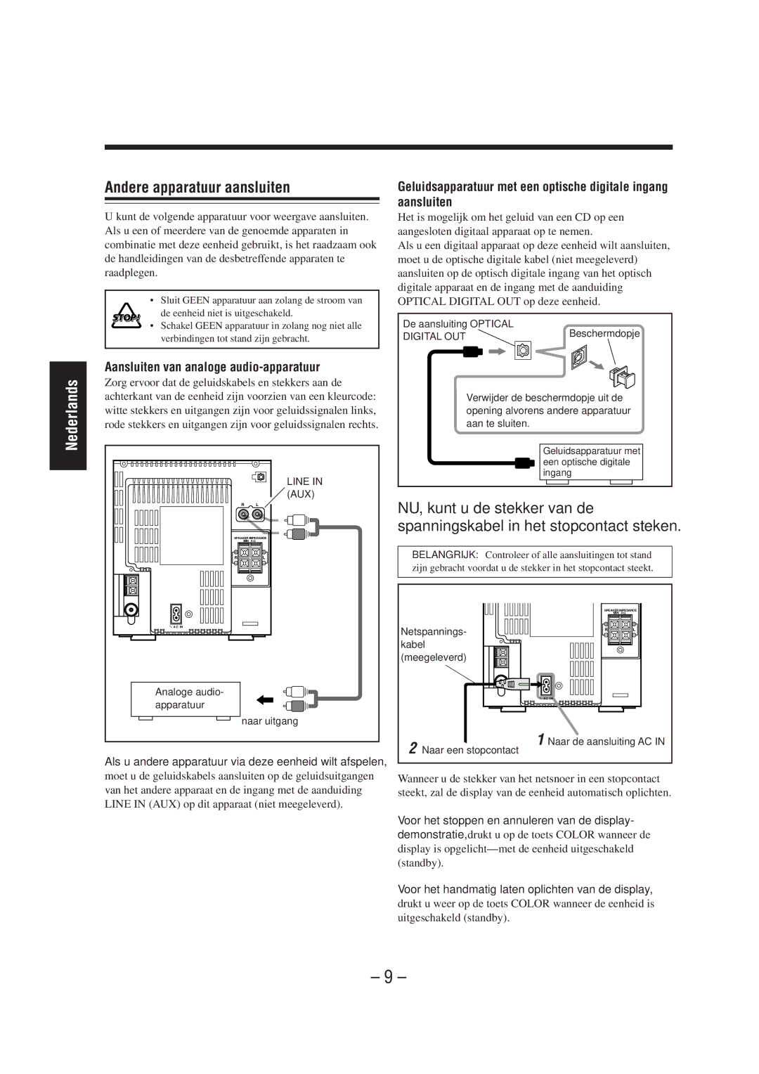 JVC UX-A52R manual Andere apparatuur aansluiten, Aansluiten van analoge audio-apparatuur 