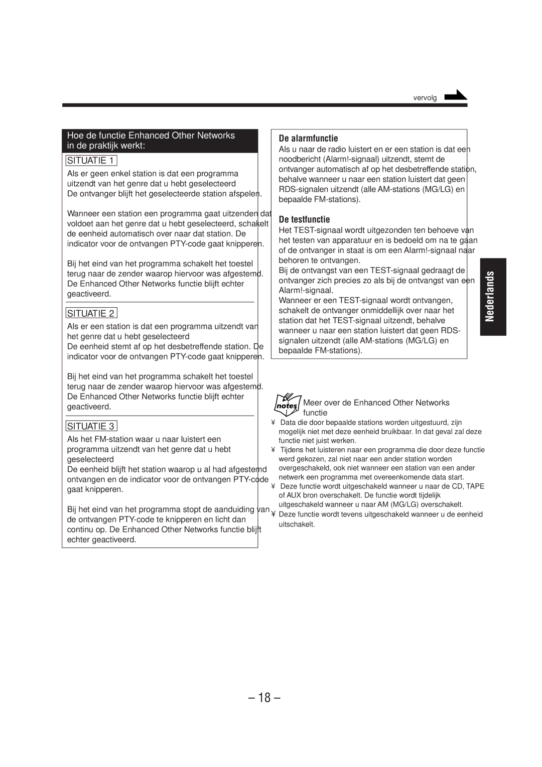 JVC UX-A52R manual De alarmfunctie, De testfunctie, Meer over de Enhanced Other Networks functie 