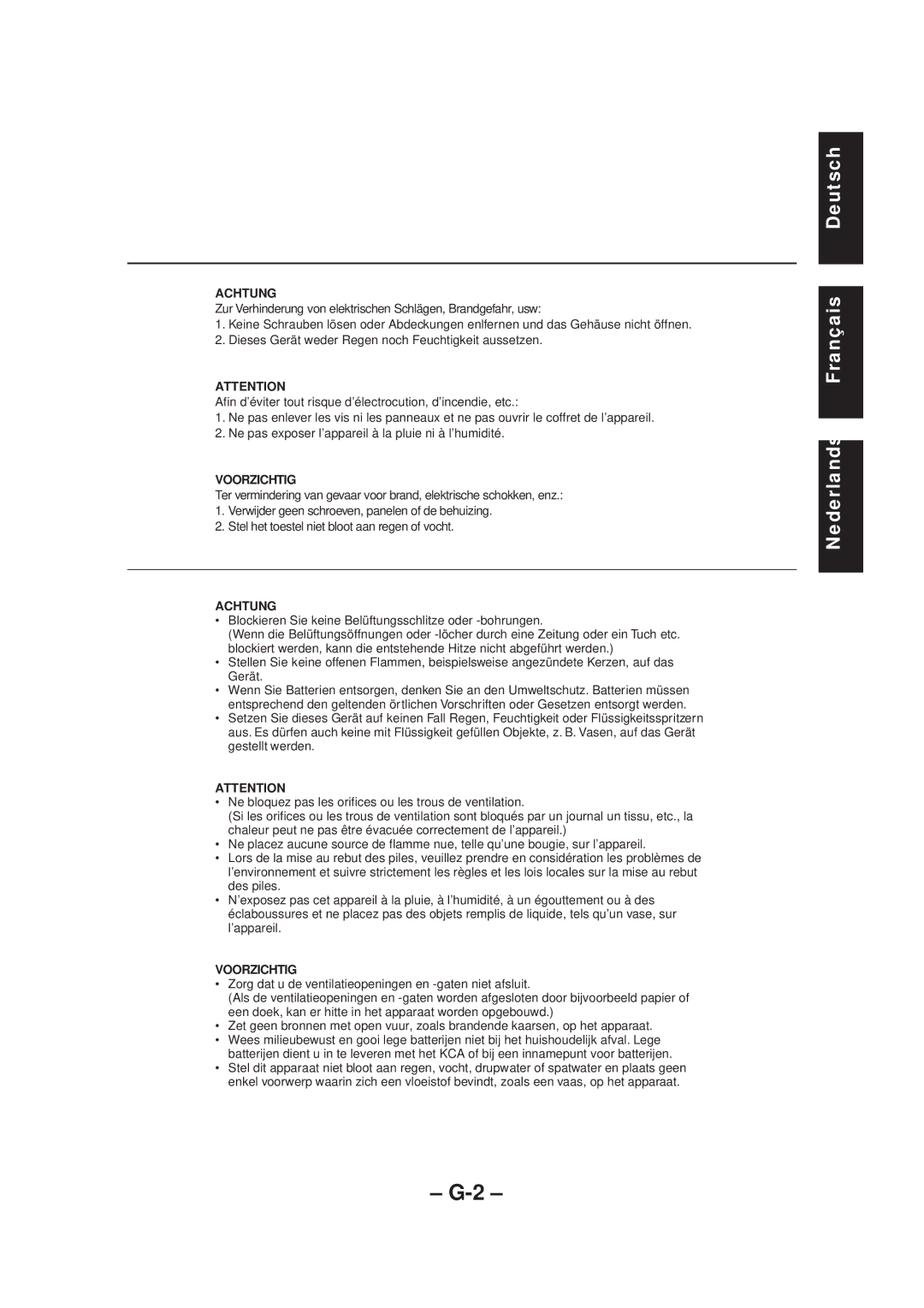 JVC UX-A52R manual Deutsch Français Nederlands 