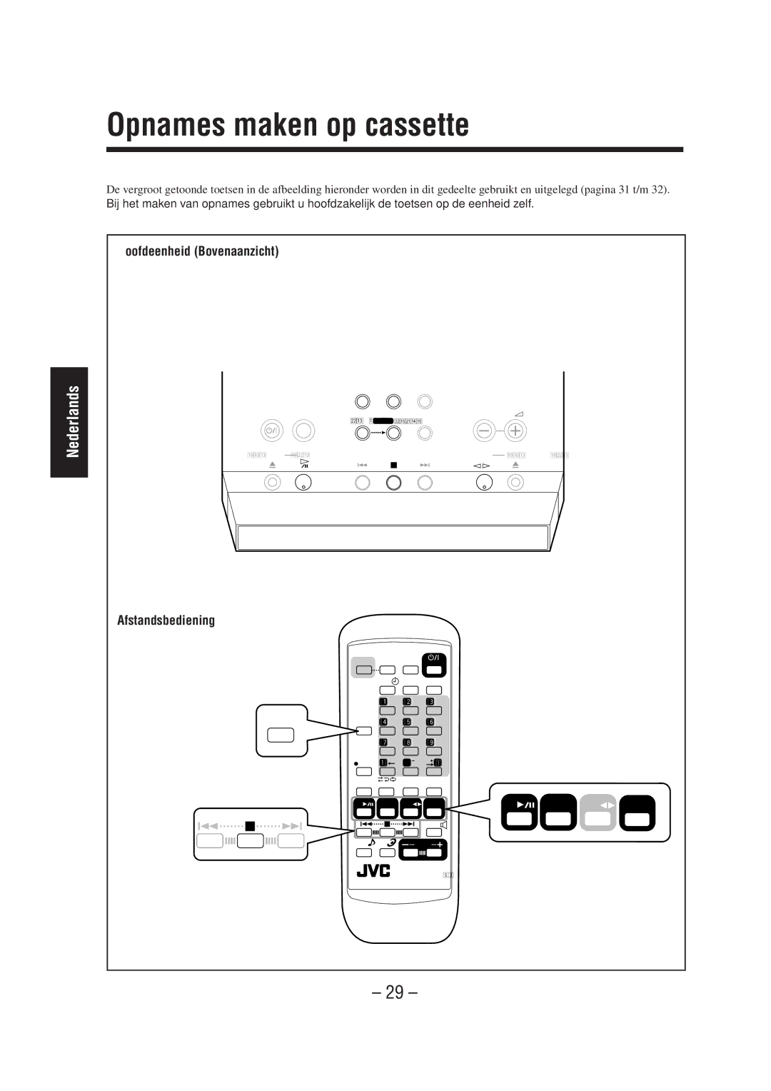 JVC UX-A52R manual Opnames maken op cassette 