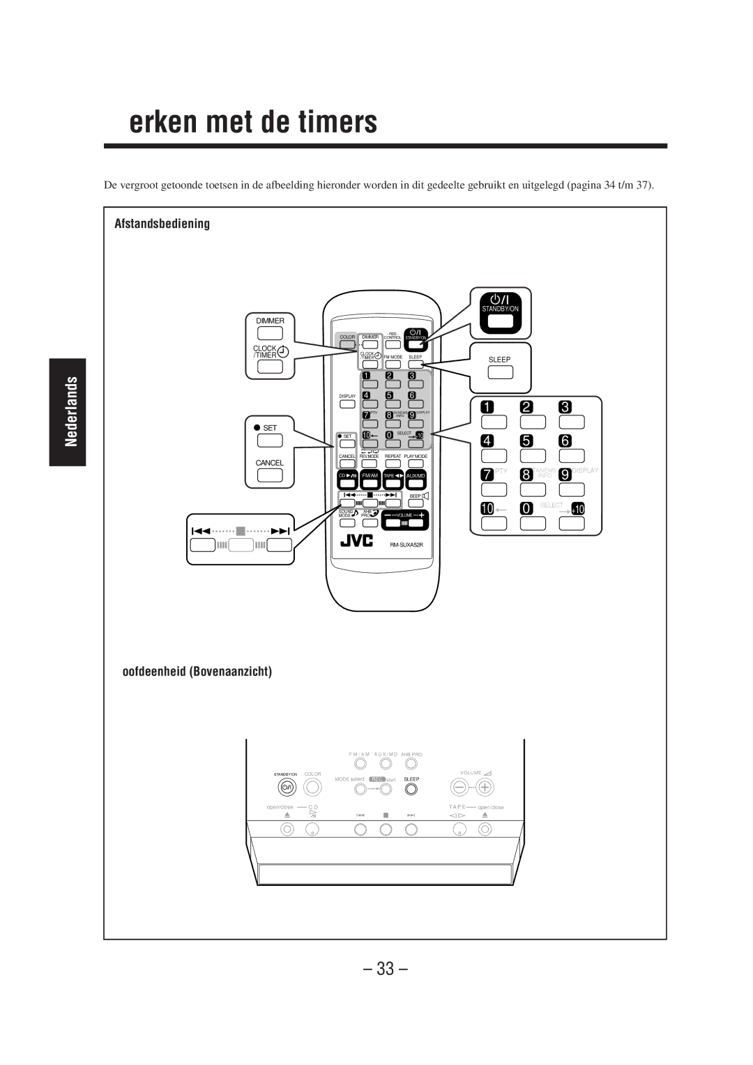 JVC UX-A52R manual Werken met de timers, Clock Timer 