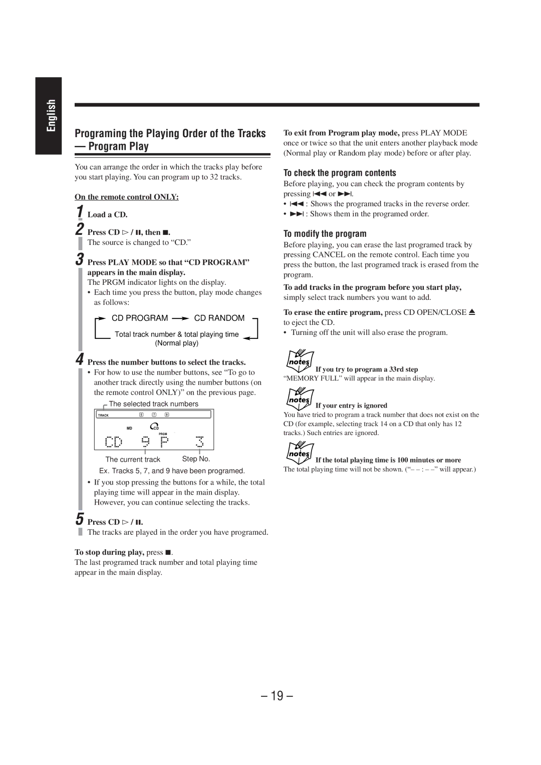 JVC UX-A70MD manual Program Play, To check the program contents, To modify the program 